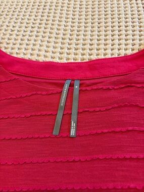 Anthropologie Fuchsia Scalloped Stripe Knit Top Size M